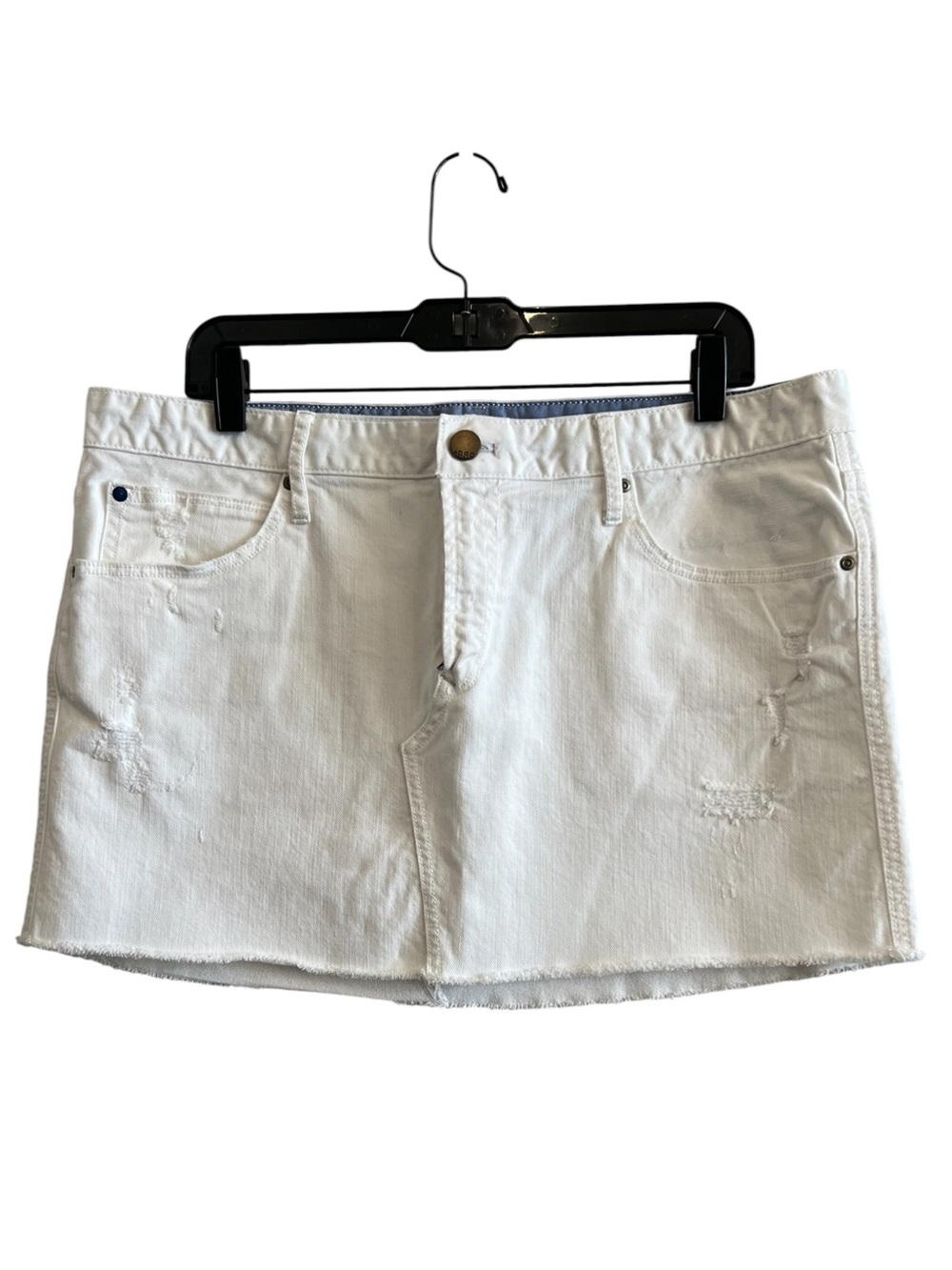 GAP 1969 White Denim Mini Skirt - Casual Frayed Hem